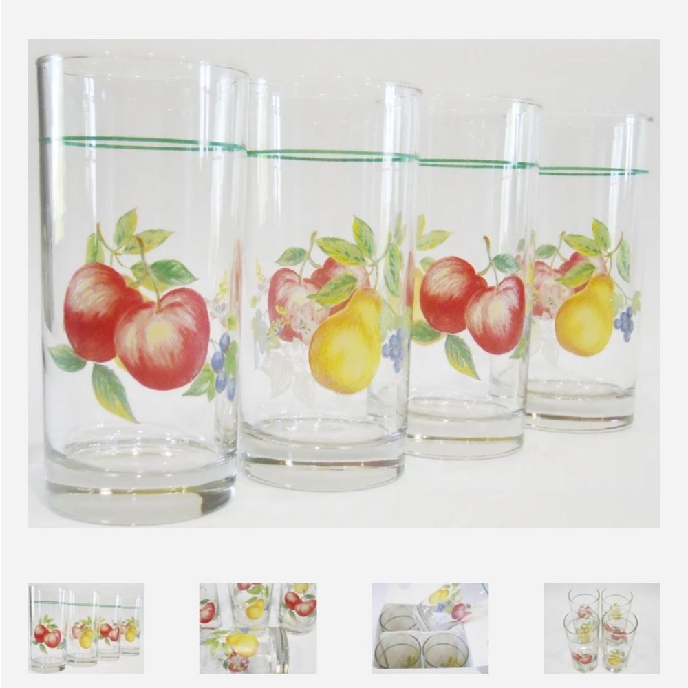 Fruit Patterned 7 Glass Cup Set
